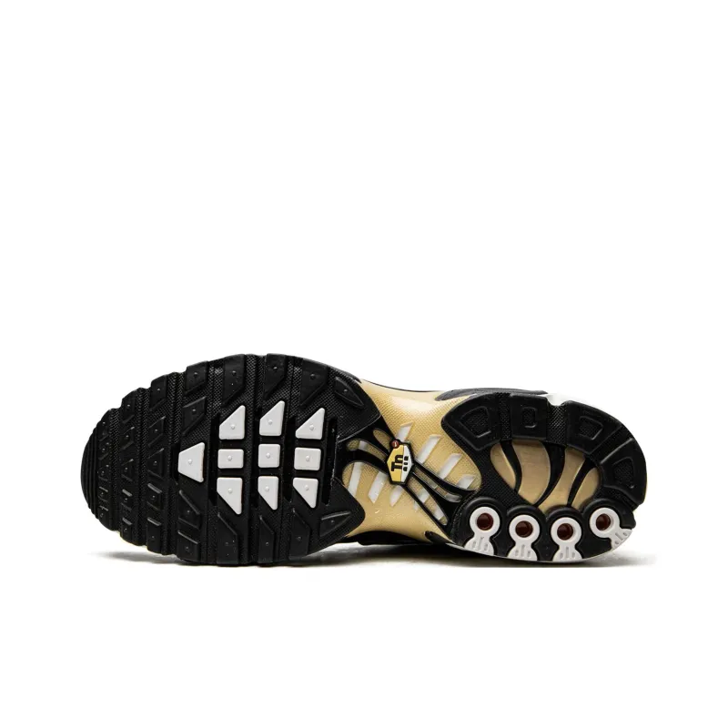 Nike Air Max Plus Anti-Slip Wear-Resistant Low-Top Running Shoes Men's White Black Gold-3