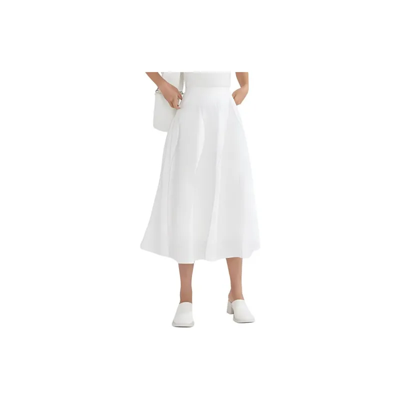 BLUEerror Casual Long Skirts Women's White-3