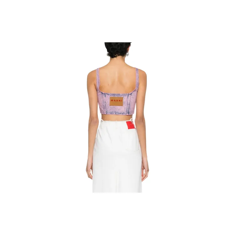 MARNI Bleached Denim Crop Top-2