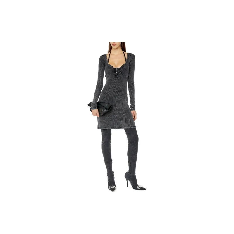 DIESEL Long Sleeved Dresses Women's Black-1