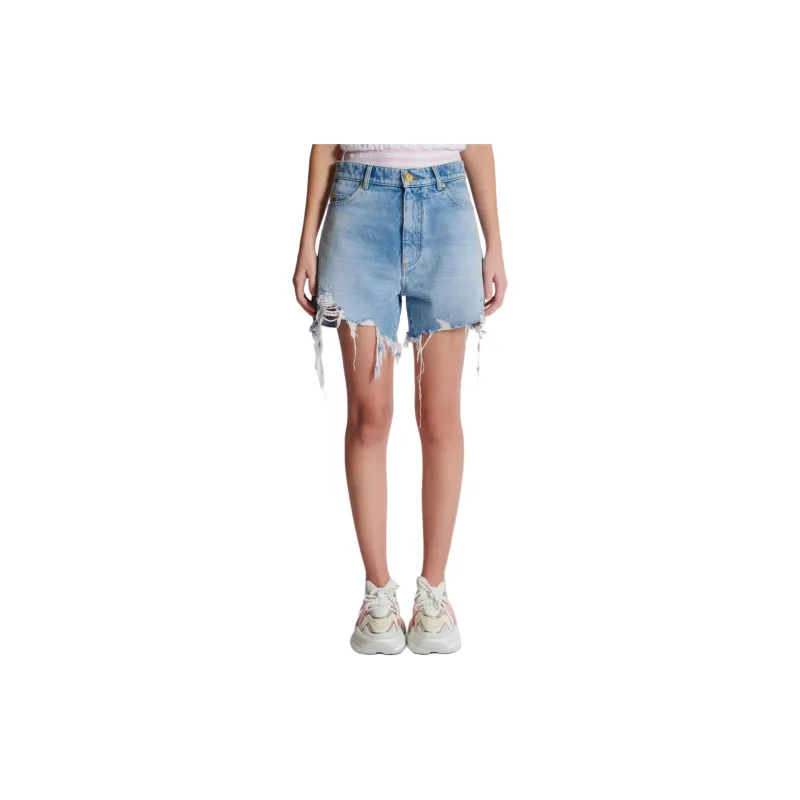 BALMAIN Raw Cut Denim Shorts-4