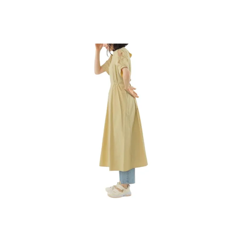 Beams Short Sleeved Dress Women's Yellow-4