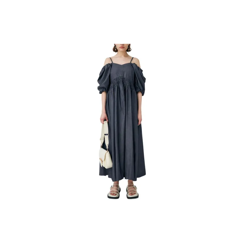 MOUSSY Short Sleeved Dresses Women's Black-6