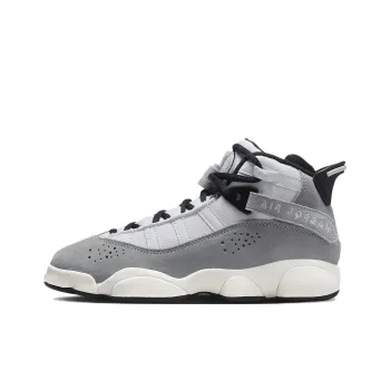Jordan Air Jordan 6 Rings Cushioning High Top Children's Basketball Shoes Gray White Teenagers
