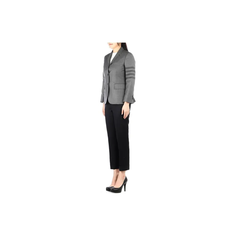 THOM BROWNE High Waisted Straight Leg Pants-3