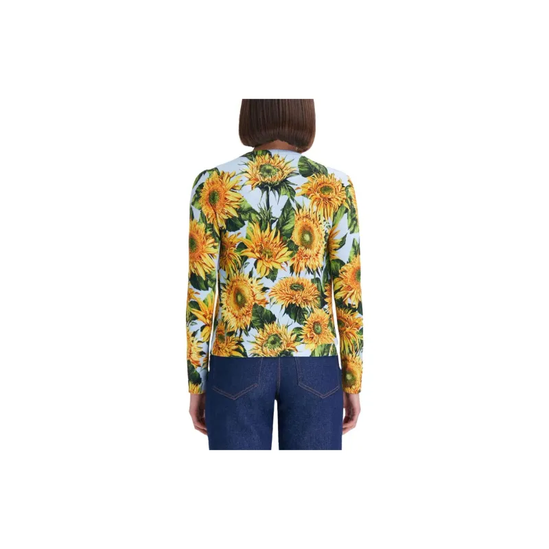 Oscar De La Renta Sunflower print Knitted Cardigan-3