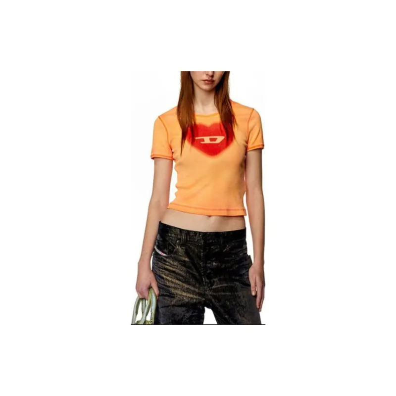 DIESEL SS24 OVAL D Collection T Shirt Women's Orange-1