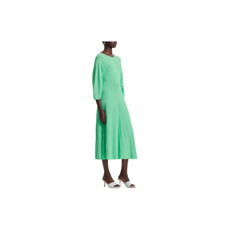 SCANLAN THEODORE Pleated Rib Sunray Dress Long-Sleeved Dresses Women's Pale Emerald Green-2