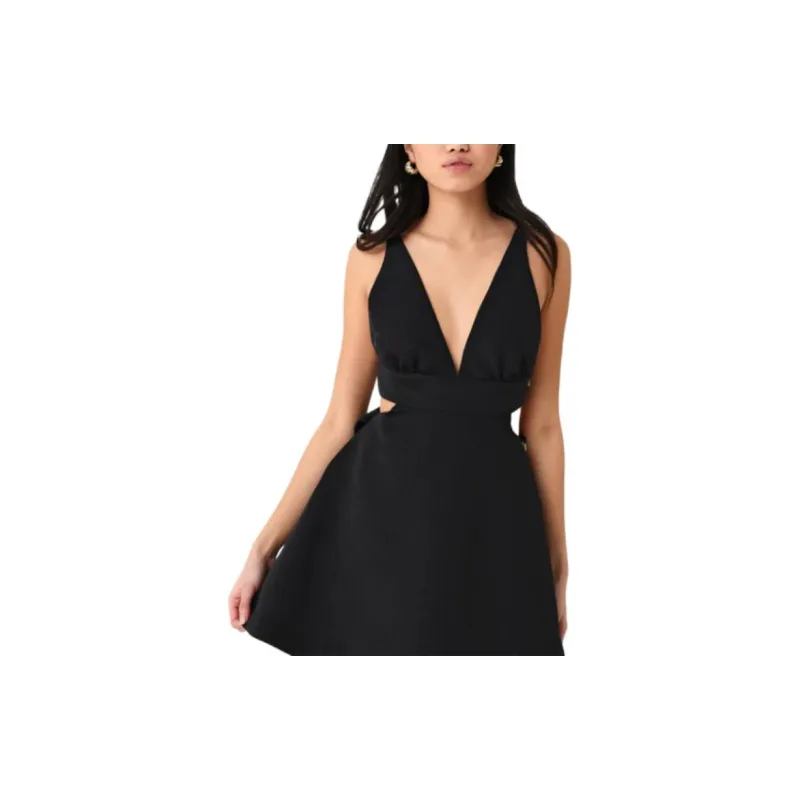 LOVESHACKFANCY Oversize bow Plunging V neck Dress-2