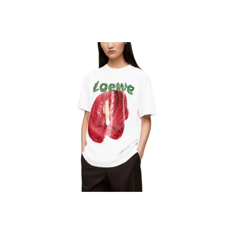 LOEWE Flower T Shirt 'White/Red'-2