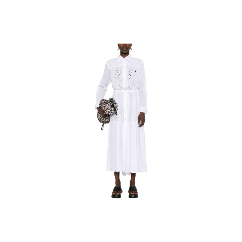 PINKO Broderie-Anglaise Detailed Maxi Shirt Dress-1