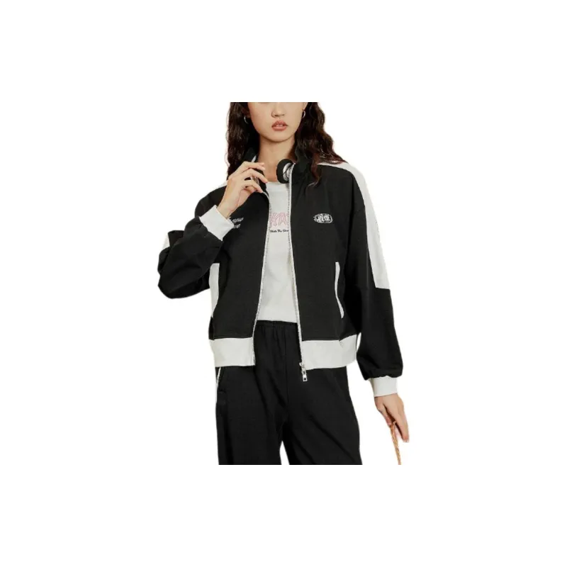 QIAODAN Jackets Coats Women's Black/Jordan White-3