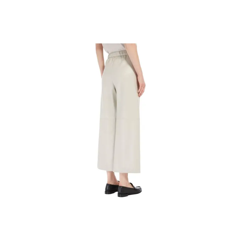 MaxMara Luciana Collection Coated Fabric Trousers Casual Pants Women's White-2