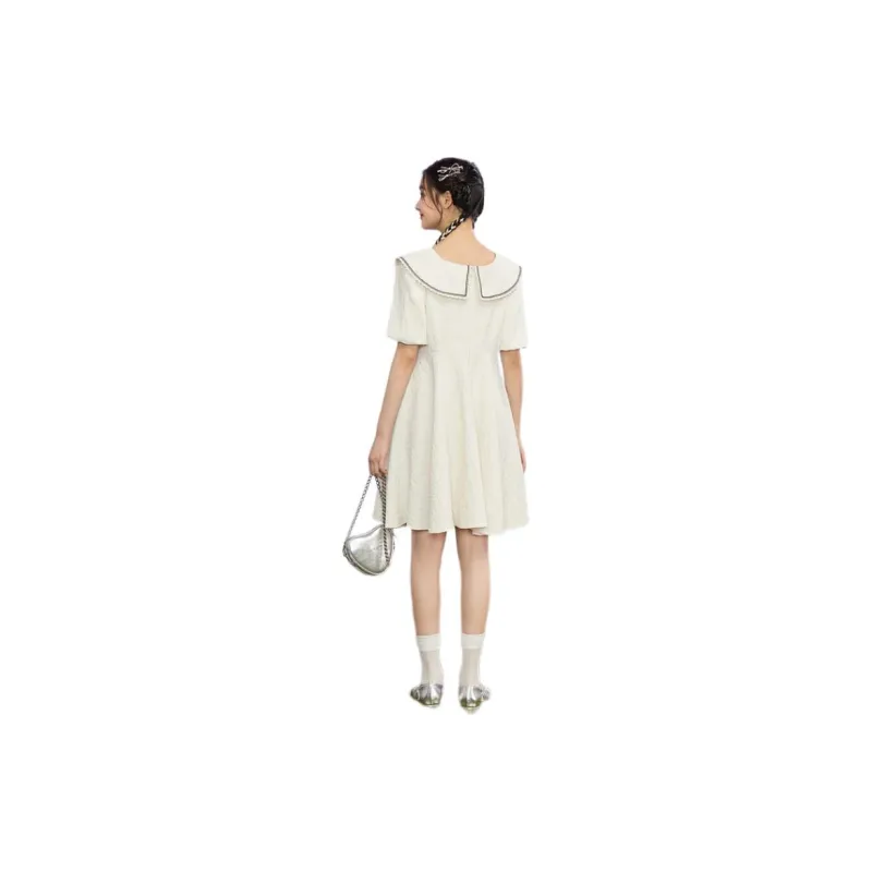 ZIHAN Short-Sleeved Dresses Women's Beige Gold-1