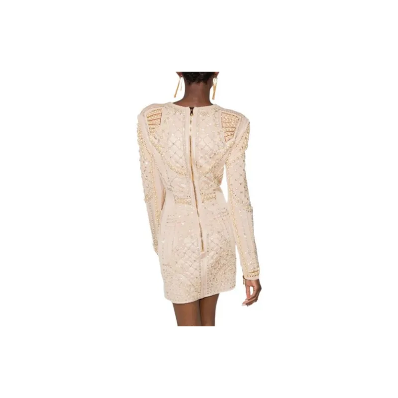 BALMAIN Long-Sleeved Dresses Women's Beige-1