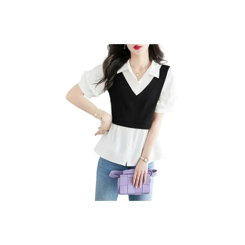 Still Quiet Shirt Women's White+Black-1