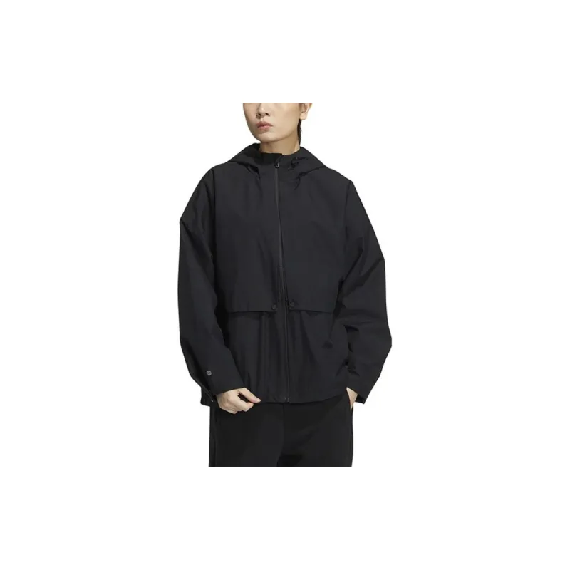 adidas Women'ss Zip-Up Hooded Jacket Black-1