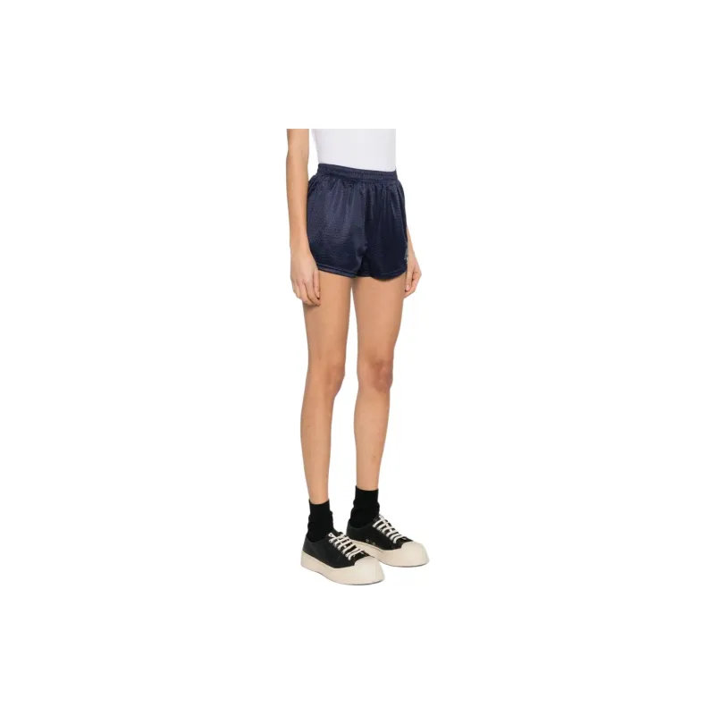 SPORTY & RICH Logo printed Mesh Mini Shorts-3