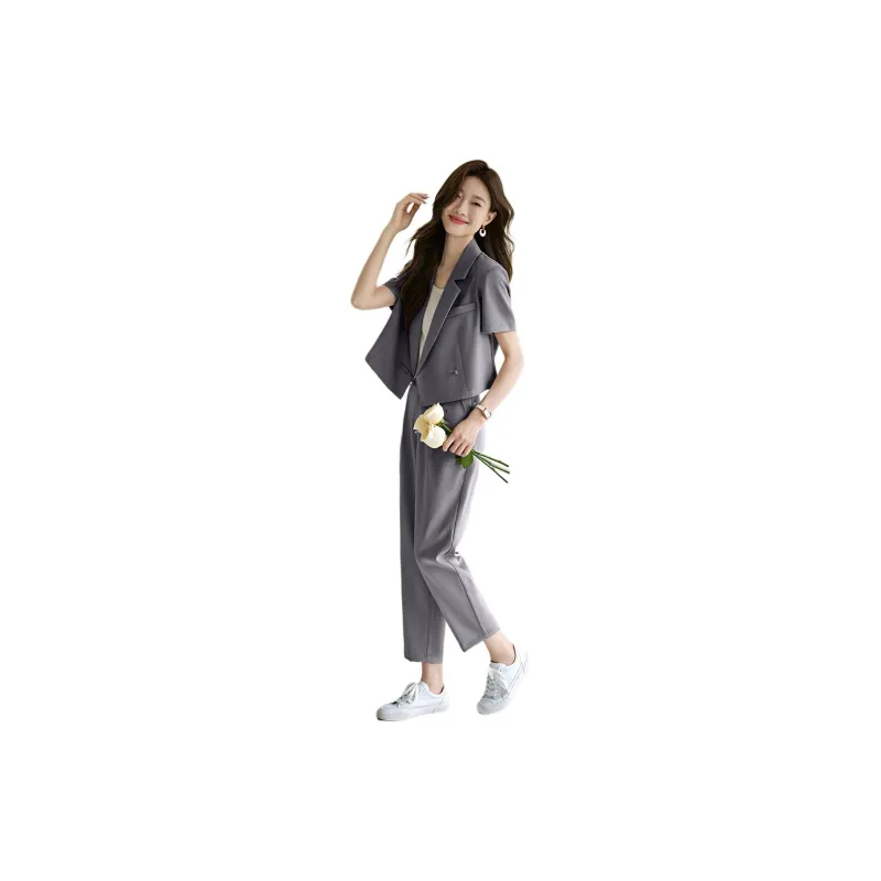 Mo Han Yi Mei SS24 Business Suit Women's Gray Blue-1