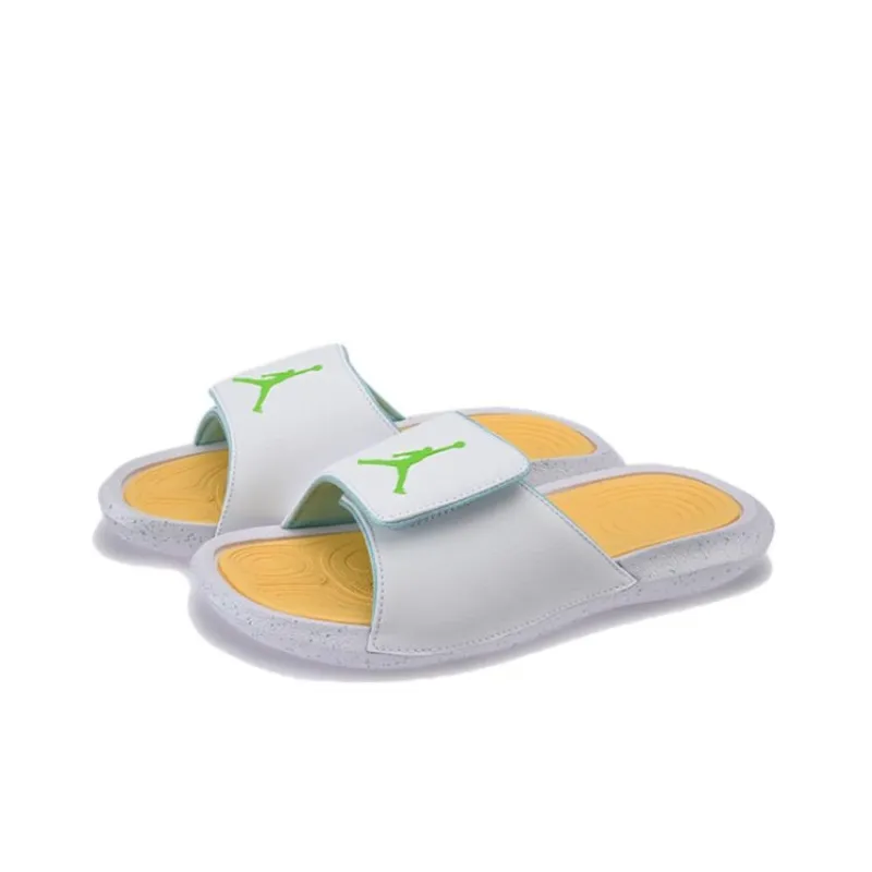 Jordan Hydro 6 Slip Resistant Cushioning Abrasion Resistant Kids' Slippers White Gray Yellow Green Teenagers-3