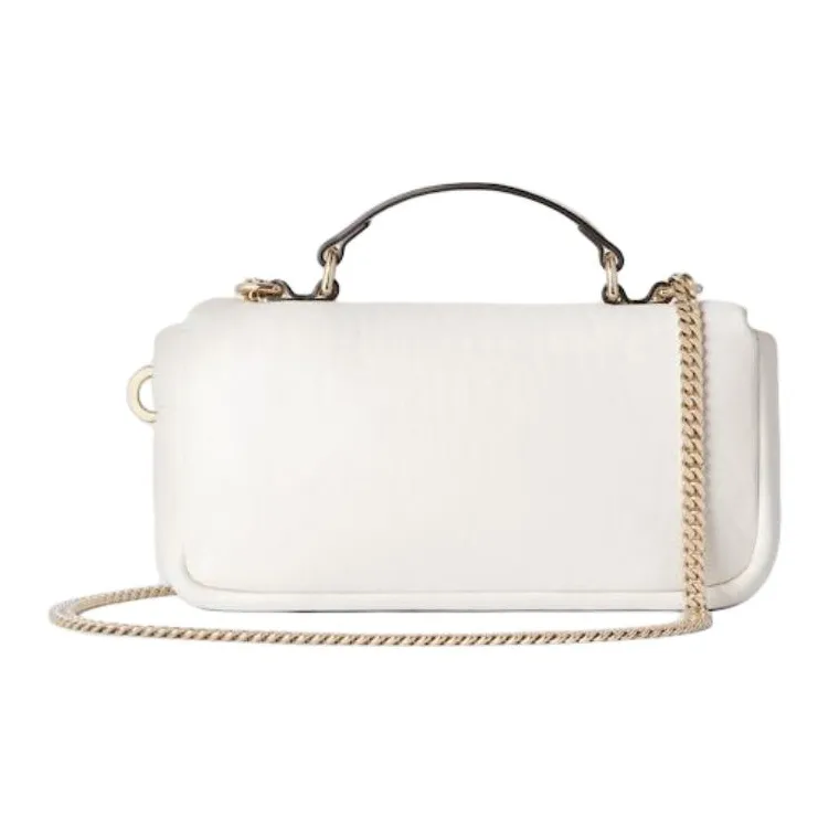GUCCI Leather Shoulder Bag, Crossbody Bag, Handbag Mini Women's White-3