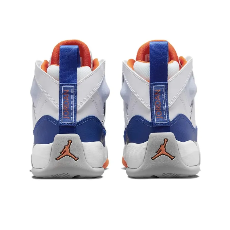 Jordan Jumpman Two Trey Slip Resistant Anti Kick High Top Children's Basketball Shoes White Blue Teenagers-4