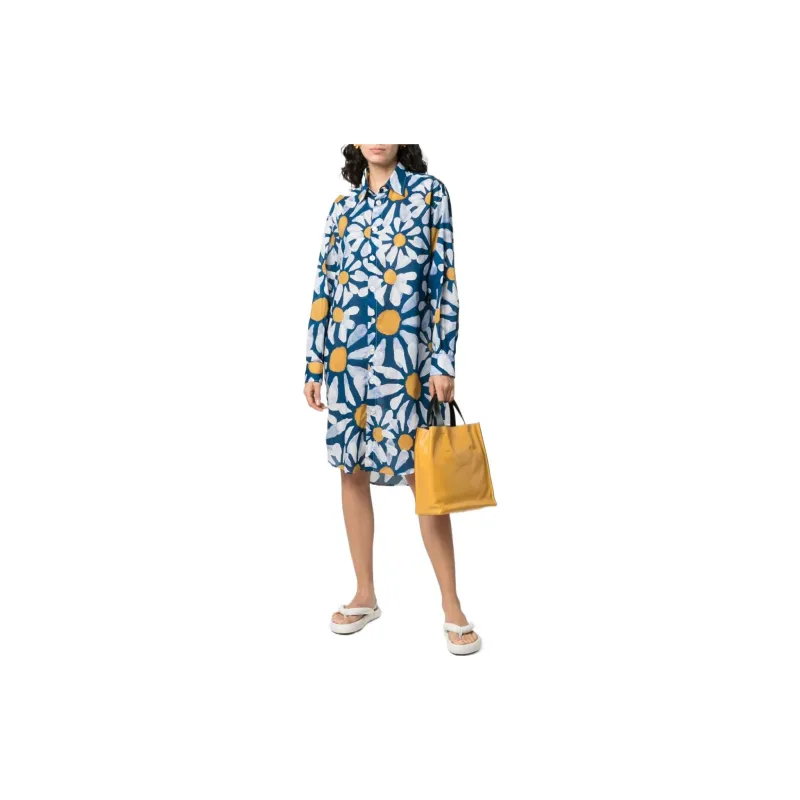 MARNI Long-Sleeved Dresses Women's Blue-1