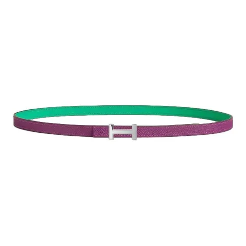HERMES Silver Leather Belts Unisex Mint Green/Purple Width  1.3cm
