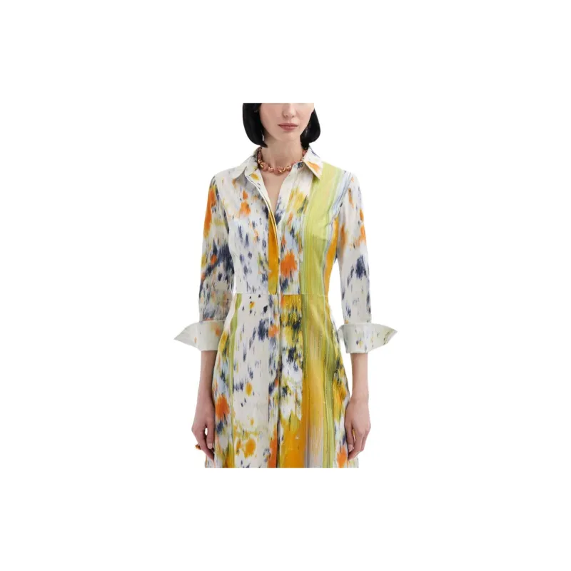 Oscar De La Renta Abstract Brushstroke-print Midi Dress-4