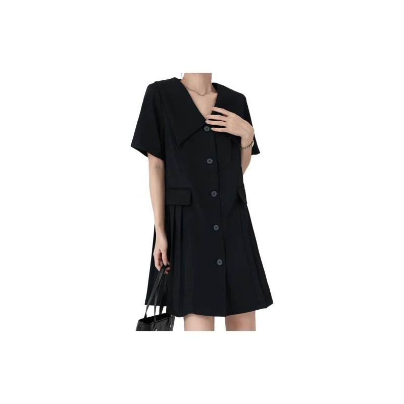 Gui'er Short-Sleeved Dresses Women's Dark Blue-1