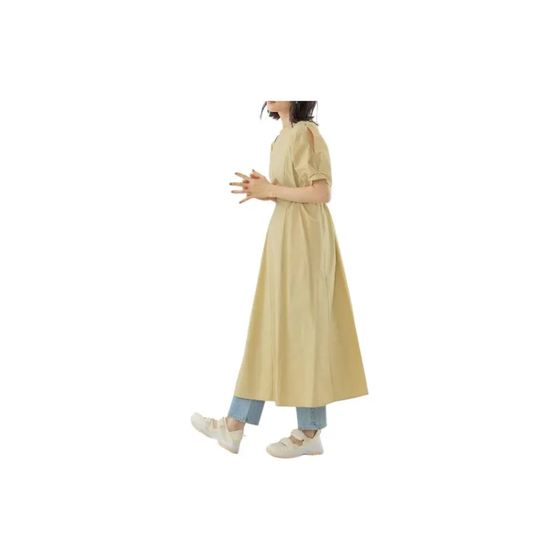 Beams Short Sleeved Dress Women's Yellow-5
