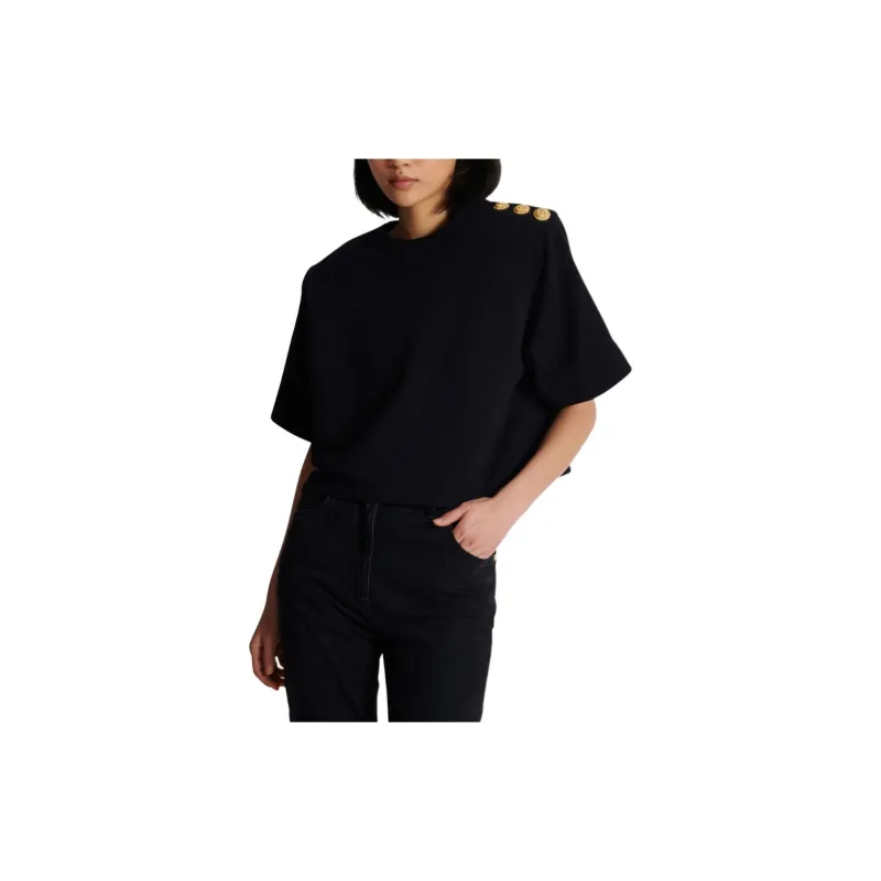 BALMAIN Button detail Cropped Sweatshirt-1