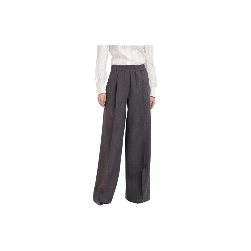 Brunello Cucinelli High Waist Elastic Waist Wide Leg Trousers-1