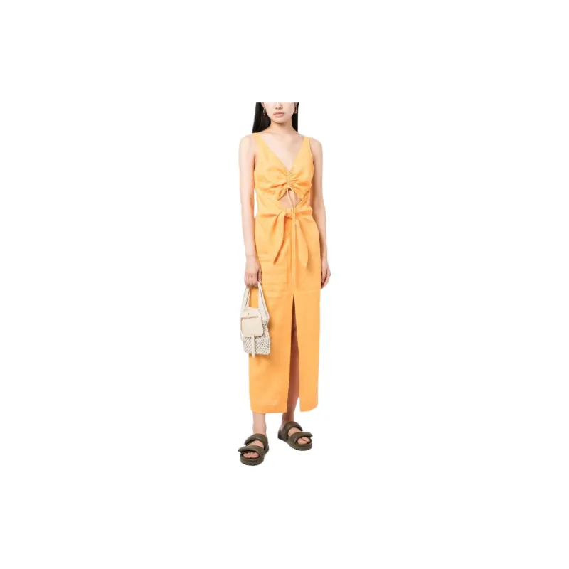NANUSHKA Draped Linen Midi Dress-2