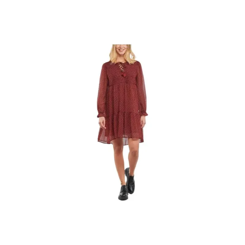 Pepe Jeans Long Sleeved Dresses Women's Red-1