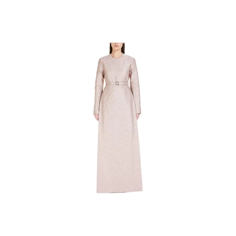 MaxMara Falco Collection Long Jacquard Dress Long-Sleeved Dresses Women's Pink-2