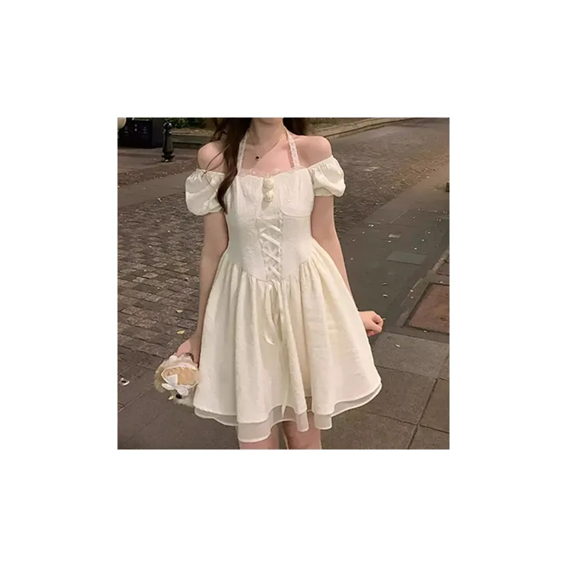 Incolore Short Sleeved Dresses Women's White-5
