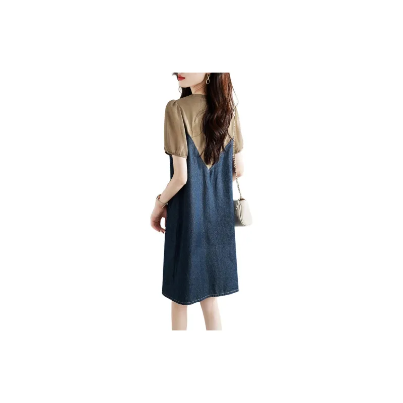 XWI Short Sleeved Dress Women's Denim Dark Blue-3