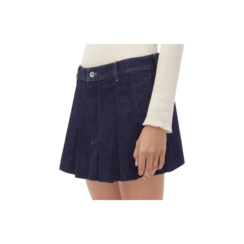 Bottega Veneta Pleated Denim Mini Skirt-4