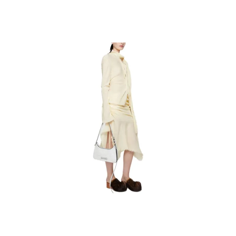 Acne Studios Ruched Frayed Hem Midi Skirt-3