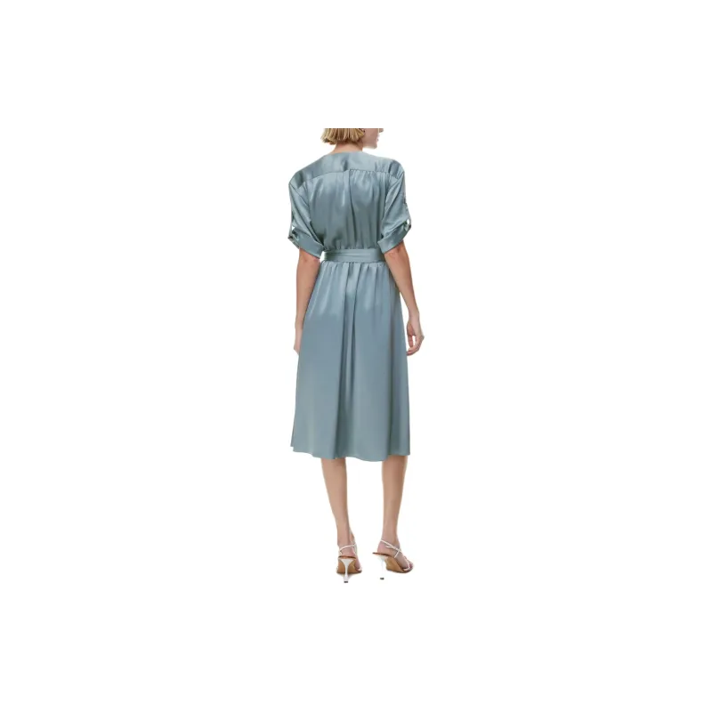 ARITZIA Babaton Armoire Satin Dress Short-Sleeved Dresses Women's Slab Blue/Board Blue-3