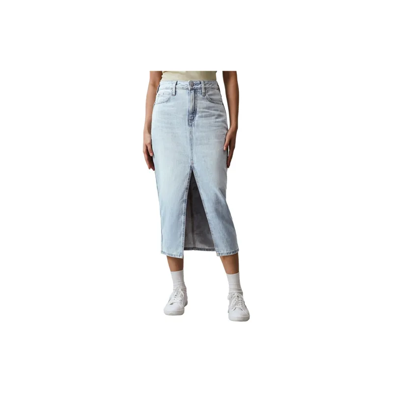 CALVIN KLEIN SS24 Series Denim Long Skirt Women's Denim Light Blue-2