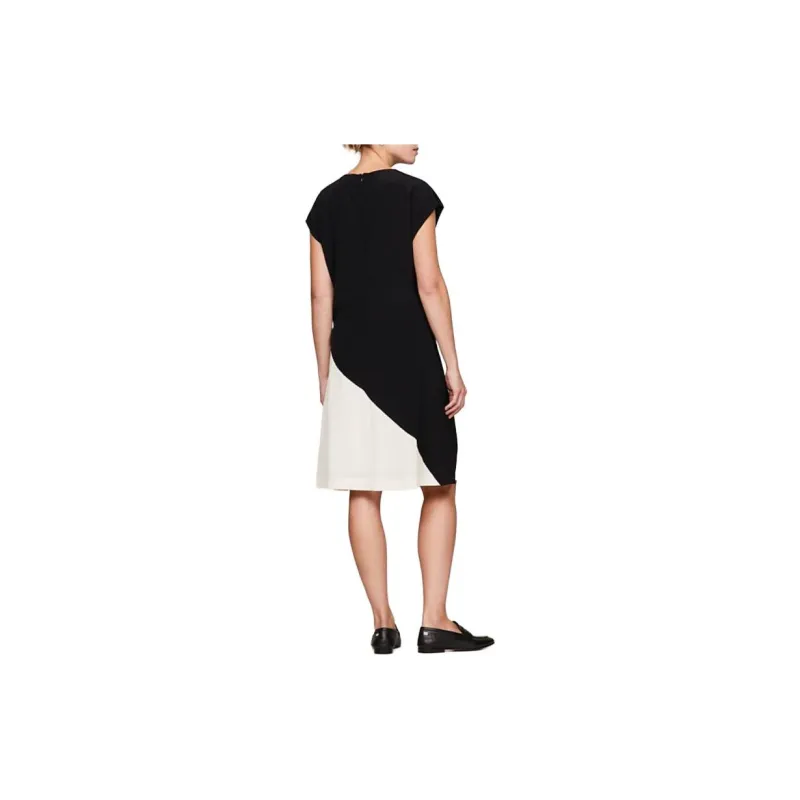 Tommy Hilfiger Colour-Blocked Knee Length Dress Short-Sleeved Dresses Women's Black White-2