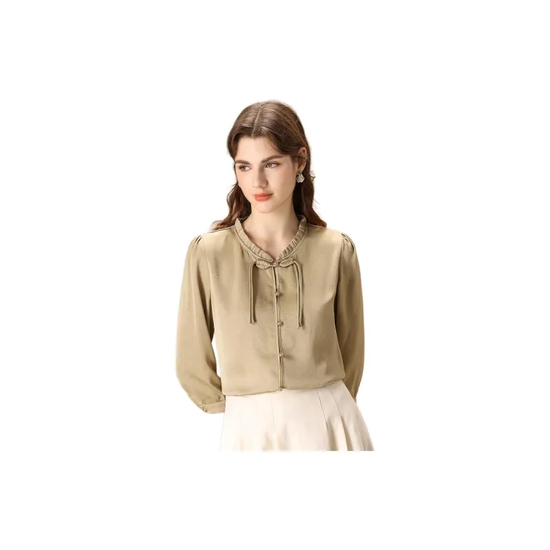 FENHONGMALI Shirt Women's Army Green-3