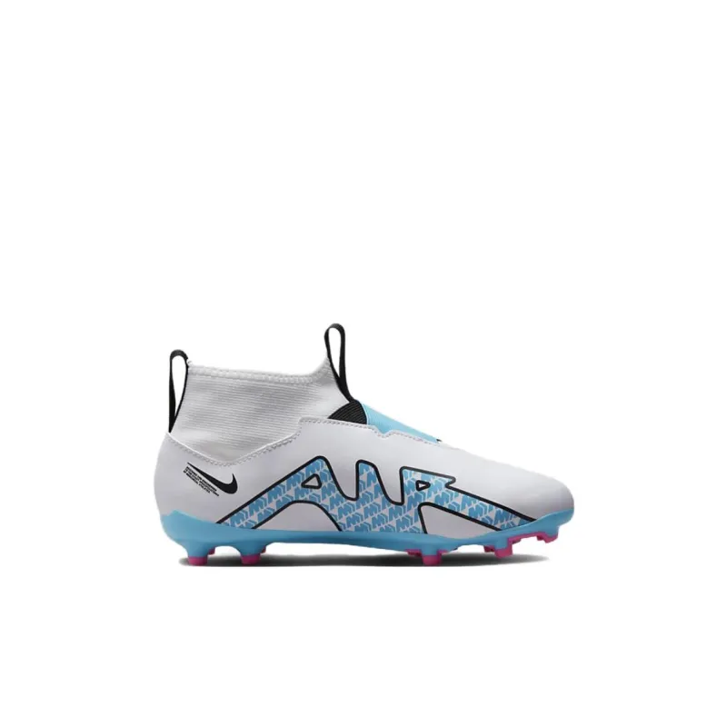 Nike JR Zoom Mercurial Superfly 9 Assassin 15 Academy FG/MG Cushioned Slip-Resistant Mid-Top Soccer Shoes White Kids'-1