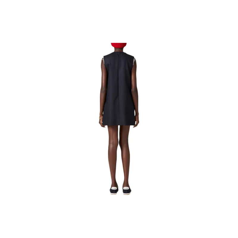 MIU MIU Logo Appliqué Sleeveless Mini Dress-2