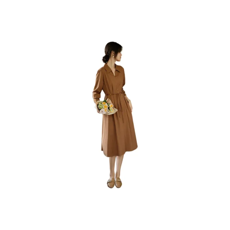 XWI Long Sleeved Dresses Women's Coffee-3
