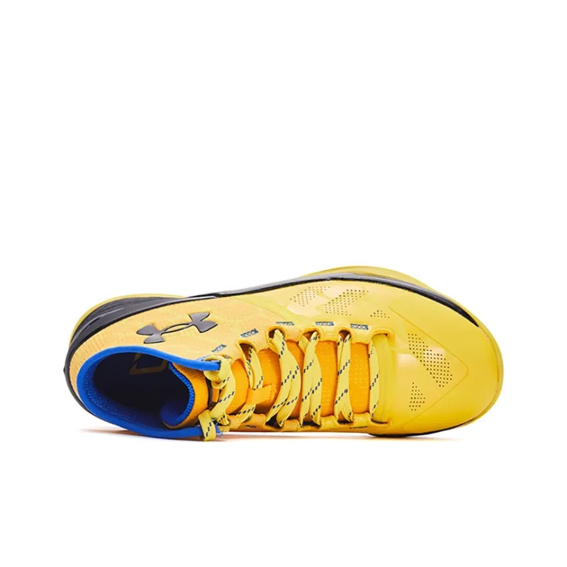 Under Armour Curry 2 Mid Top Basketball Shoes Yellow Black Unisex-2