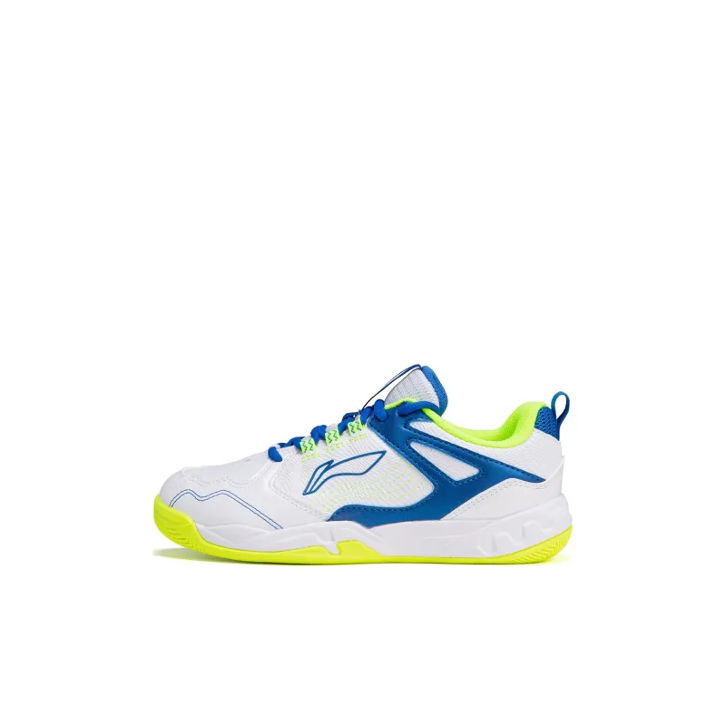 LiNing Sound Waves Anti Slip Wear Resistant Badminton Shoes White Blue Kids'-0