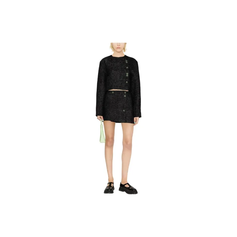 GANNI Cropped Coats Women's Black-1